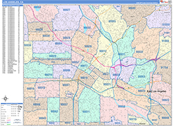Los Angeles Wall Map Color Cast Style 2026